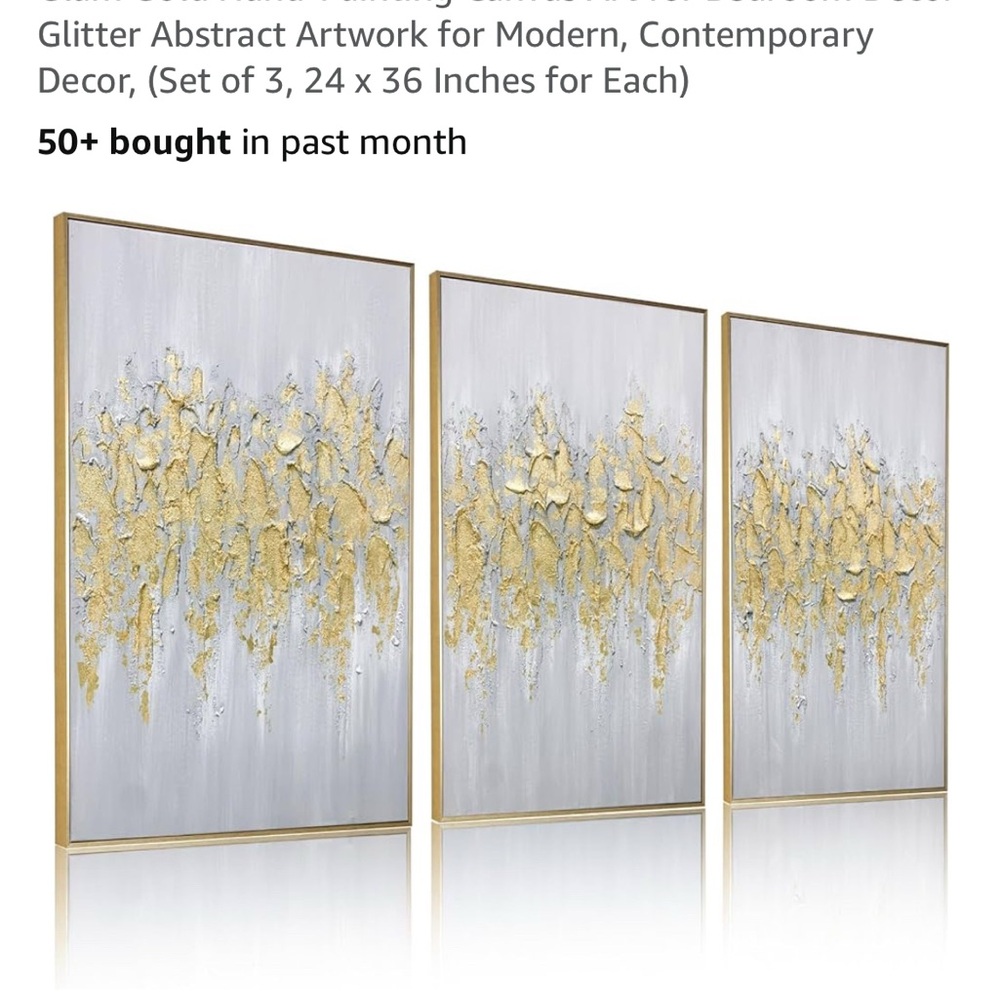 Gold and Gray Abstract Art Painting Set